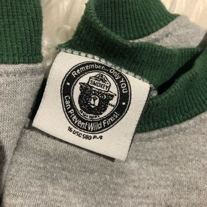 Official Smokey the bear cropped heather green grey gray sweatshirt long sleeve